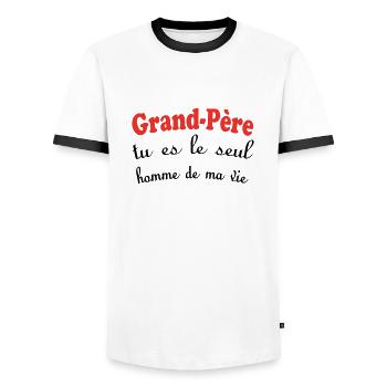 GRANDPA, you're the only man in my life - Men's Ringer Shirt - white/black - Front - AI Model Female 172 light (172cm) & AI Model Male 178 dark (178cm)