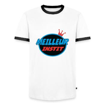 BESTER LEHRER - Männer Kontrast-T-Shirt - Weiß/Schwarz - Vorne - AI Model Female 172 light (172cm) & AI Model Male 178 dark (178cm)