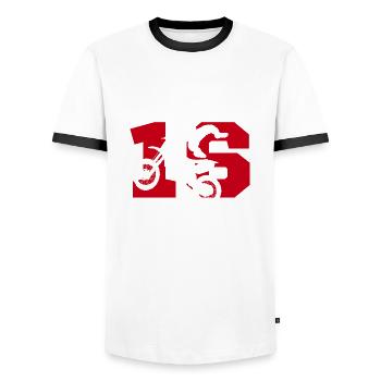 Moto 16 Biker - Männer Kontrast-T-Shirt - Weiß/Schwarz - Vorne - AI Model Female 172 light (172cm) & AI Model Male 178 dark (178cm)