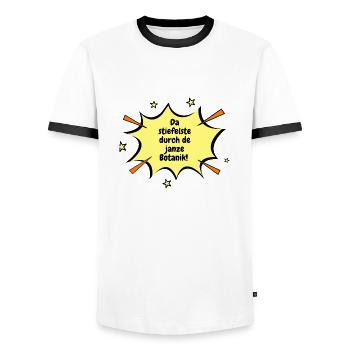 Berlin There are boots through the janze botany! - Men's Ringer Shirt - white/black - Front - AI Model Female 172 light (172cm) & AI Model Male 178 dark (178cm)