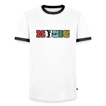 Music Harnony - Männer Kontrast-T-Shirt - Weiß/Schwarz - Vorne - AI Model Female 172 light (172cm) & AI Model Male 178 dark (178cm)