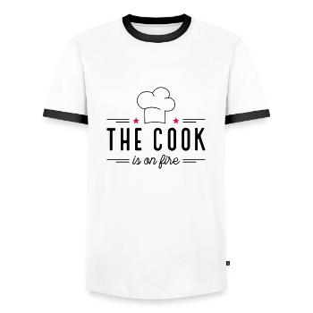 Dictons amusants pour les chefs - T-shirt contrasté Homme - blanc/noir - Devant - AI Model Female 172 light (172cm) & AI Model Male 178 dark (178cm)