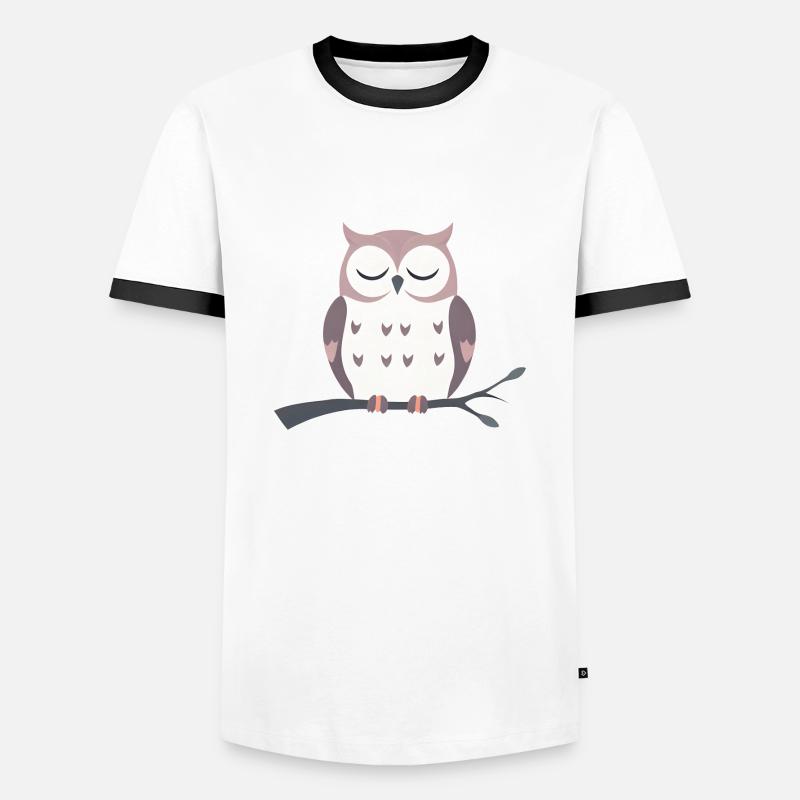 Schläfrige Eule - Männer Kontrast-T-Shirt - Weiß/Schwarz