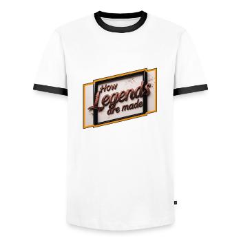 Wie Legenden geboren werden - Männer Kontrast-T-Shirt - Weiß/Schwarz - Vorne - AI Model Female 172 light (172cm) & AI Model Male 178 dark (178cm)