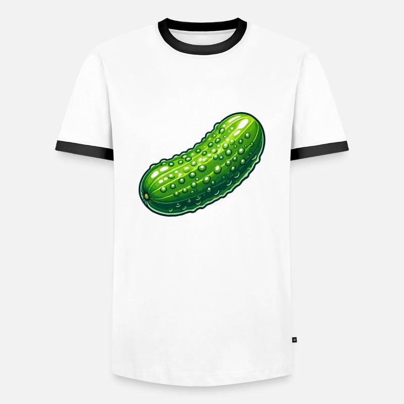 Cornichon courbée - T-shirt contrasté Homme - blanc/noir