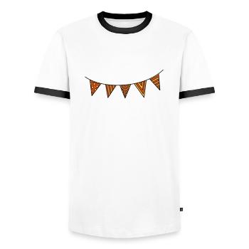 Wimpelkette dreifarbig - Männer Kontrast-T-Shirt - Weiß/Schwarz - Vorne - AI Model Female 172 light (172cm) & AI Model Male 178 dark (178cm)