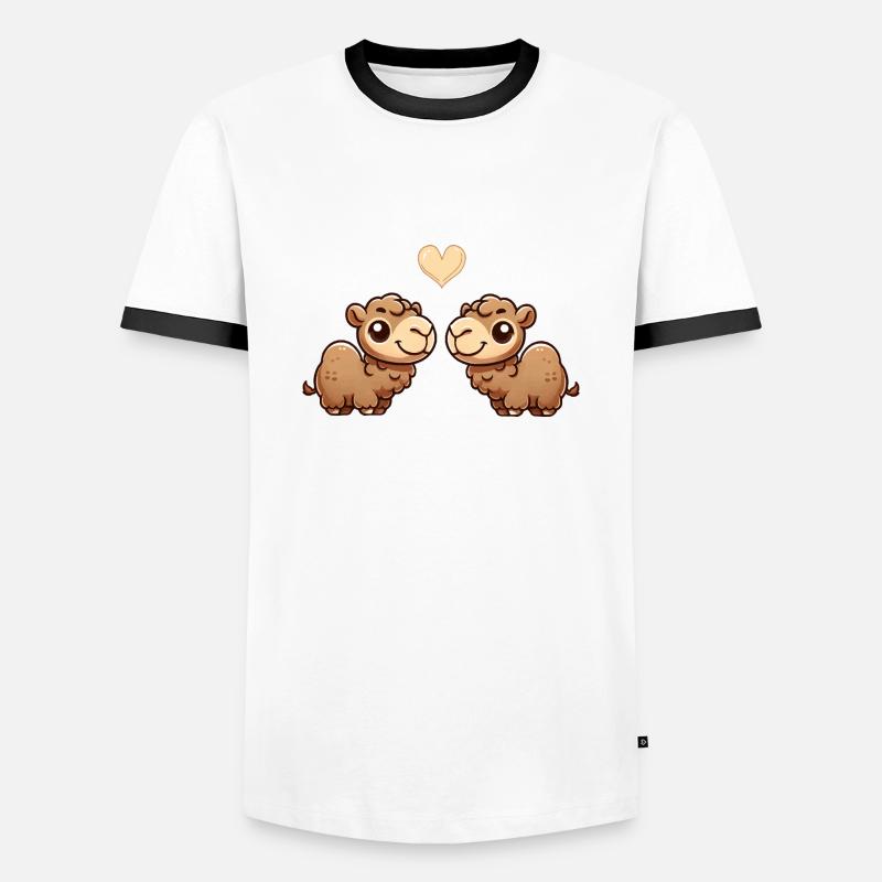 kamel cartoon love - Männer Kontrast-T-Shirt - Weiß/Schwarz