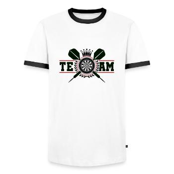 darts dartscheibe wappen team - Männer Kontrast-T-Shirt - Weiß/Schwarz - Vorne - AI Model Female 172 light (172cm) & AI Model Male 178 dark (178cm)