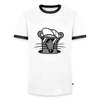 Souris Lunettes de soleil Cool Cappy Trou de sol Trou de souris - T-shirt contrasté Homme - blanc/noir - Devant - AI Model Female 172 light (172cm) & AI Model Male 178 dark (178cm)