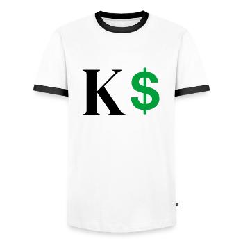 Letter k dollar - Men's Ringer Shirt - white/black - Front - AI Model Female 172 light (172cm) & AI Model Male 178 dark (178cm)