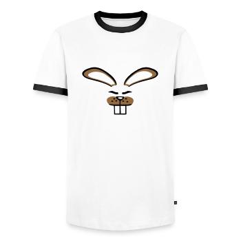 Hase Kaninchen Häschen Cartoon Kleintier niedlich - Männer Kontrast-T-Shirt - Weiß/Schwarz - Vorne - AI Model Female 172 light (172cm) & AI Model Male 178 dark (178cm)