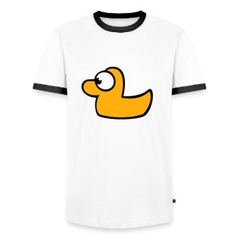 Badeente Quietscheente Wasser Vogel süß niedlich - Männer Kontrast-T-Shirt - Weiß/Schwarz - Vorne - AI Model Female 172 light (172cm) & AI Model Male 178 dark (178cm)