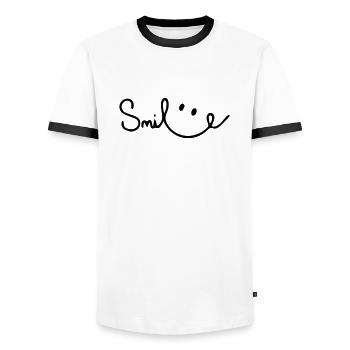 lächeln - Männer Kontrast-T-Shirt - Weiß/Schwarz - Vorne - AI Model Female 172 light (172cm) & AI Model Male 178 dark (178cm)