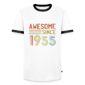 Génial depuis 1955" - Vintage Anniversaire Année Rétro - T-shirt contrasté Homme - blanc/noir - Devant - AI Model Female 172 light (172cm) & AI Model Male 178 dark (178cm)