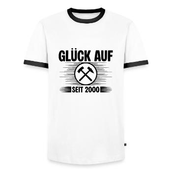 Glueck auf seit 2000 - Männer Kontrast-T-Shirt - Weiß/Schwarz - Vorne - AI Model Female 172 light (172cm) & AI Model Male 178 dark (178cm)