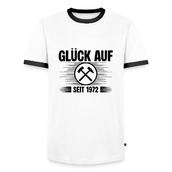 Glueck auf seit 1972 - Männer Kontrast-T-Shirt - Weiß/Schwarz - Vorne - AI Model Female 172 light (172cm) & AI Model Male 178 dark (178cm)