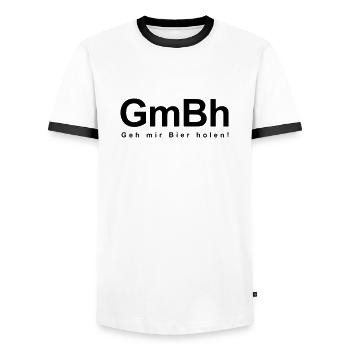 GmBh - Männer Kontrast-T-Shirt - Weiß/Schwarz - Vorne - AI Model Female 172 light (172cm) & AI Model Male 178 dark (178cm)