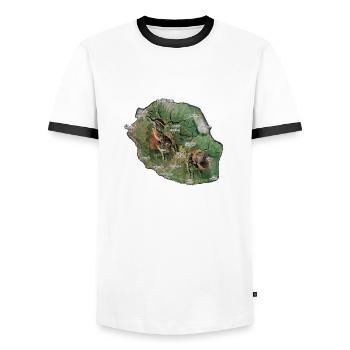 réunion - T-shirt contrasté Homme - blanc/noir - Devant - AI Model Female 172 light (172cm) & AI Model Male 178 dark (178cm)