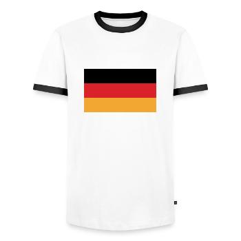 Deutschland - Männer Kontrast-T-Shirt - Weiß/Schwarz - Vorne - AI Model Female 172 light (172cm) & AI Model Male 178 dark (178cm)