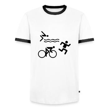 Triathlon - Männer Kontrast-T-Shirt - Weiß/Schwarz - Vorne - AI Model Female 172 light (172cm) & AI Model Male 178 dark (178cm)