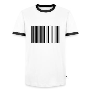 Blanko Barcode - Männer Kontrast-T-Shirt - Weiß/Schwarz - Vorne - AI Model Female 172 light (172cm) & AI Model Male 178 dark (178cm)