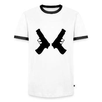 gun 2 mal - Männer Kontrast-T-Shirt - Weiß/Schwarz - Vorne - AI Model Female 172 light (172cm) & AI Model Male 178 dark (178cm)
