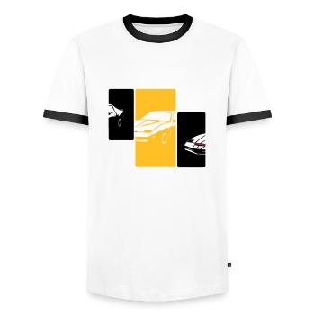 transam1 - T-shirt contrasté Homme - blanc/noir - Devant - AI Model Female 172 light (172cm) & AI Model Male 178 dark (178cm)