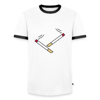 zigarette5 - Männer Kontrast-T-Shirt - Weiß/Schwarz - Vorne - AI Model Female 172 light (172cm) & AI Model Male 178 dark (178cm)