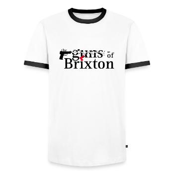 The guns of brixton - Männer Kontrast-T-Shirt - Weiß/Schwarz - Vorne - AI Model Female 172 light (172cm) & AI Model Male 178 dark (178cm)