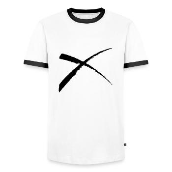 Kreuz-Pinselstrich - Männer Kontrast-T-Shirt - Weiß/Schwarz - Vorne - AI Model Female 172 light (172cm) & AI Model Male 178 dark (178cm)