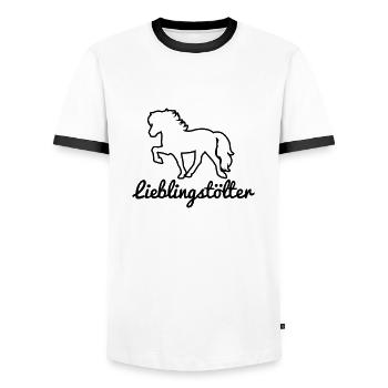 lieblingstoelter - Männer Kontrast-T-Shirt - Weiß/Schwarz - Vorne - AI Model Female 172 light (172cm) & AI Model Male 178 dark (178cm)