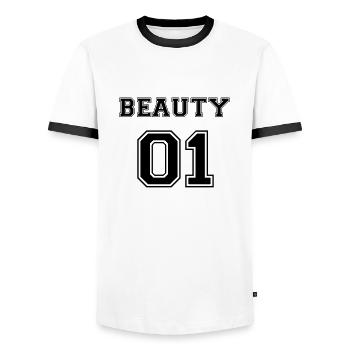 Beauty 01 Partnerlook Paare Partner Liebe Geschenk - Männer Kontrast-T-Shirt - Weiß/Schwarz - Vorne - AI Model Female 172 light (172cm) & AI Model Male 178 dark (178cm)