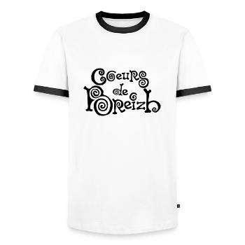 coeurs de breizh bretagne breton bzh logo - T-shirt contrasté Homme - blanc/noir - Devant - AI Model Female 172 light (172cm) & AI Model Male 178 dark (178cm)