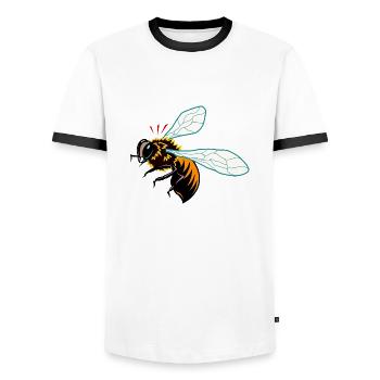 Abeille - T-shirt contrasté Homme - blanc/noir - Devant - AI Model Female 172 light (172cm) & AI Model Male 178 dark (178cm)