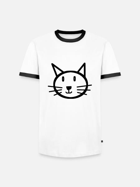 Katze Katzengesicht Geschenk Geschenkidee - Männer Kontrast-T-Shirt - Weiß/Schwarz
