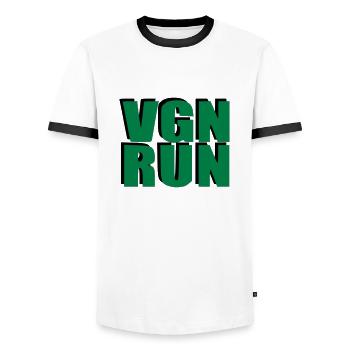 VGN RUN Vegan Laufen Geschenk Geburtstag Sport - Männer Kontrast-T-Shirt - Weiß/Schwarz - Vorne - AI Model Female 172 light (172cm) & AI Model Male 178 dark (178cm)