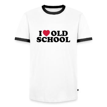 I love old school - T-shirt contrasté Homme - blanc/noir - Devant - AI Model Female 172 light (172cm) & AI Model Male 178 dark (178cm)