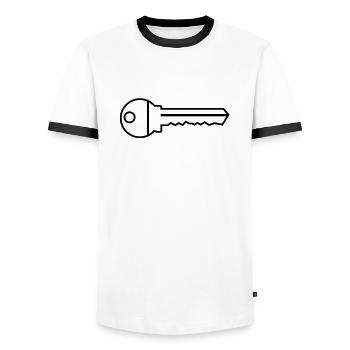 schluessel__f1 - T-shirt contrasté Homme - blanc/noir - Devant - AI Model Female 172 light (172cm) & AI Model Male 178 dark (178cm)