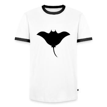 Mantarochen symbol tattoo pacific tribal - Männer Kontrast-T-Shirt - Weiß/Schwarz - Vorne - AI Model Female 172 light (172cm) & AI Model Male 178 dark (178cm)