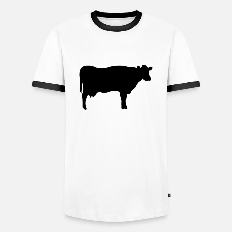 kuh - Männer Kontrast-T-Shirt - Weiß/Schwarz