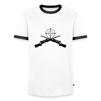 Scharfschützen Ziel sniper gamer fps gaming geek - Männer Kontrast-T-Shirt - Weiß/Schwarz - Vorne - AI Model Female 172 light (172cm) & AI Model Male 178 dark (178cm)
