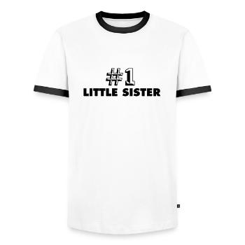number one little sister - Männer Kontrast-T-Shirt - Weiß/Schwarz - Vorne - AI Model Female 172 light (172cm) & AI Model Male 178 dark (178cm)