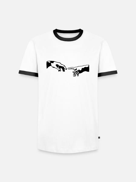 main de dieu - T-shirt contrasté Homme - blanc/noir