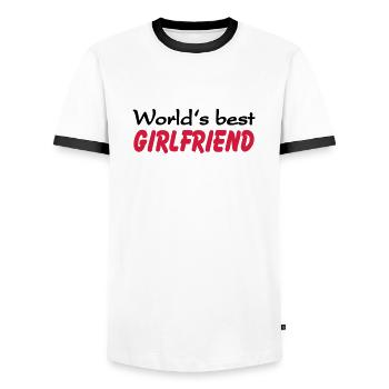 World's best Girlfriend - T-shirt contrasté Homme - blanc/noir - Devant - AI Model Female 172 light (172cm) & AI Model Male 178 dark (178cm)