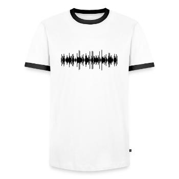 soundtrack sound play cool loud regulator pause party fei - Men's Ringer Shirt - white/black - Front - AI Model Female 172 light (172cm) & AI Model Male 178 dark (178cm)
