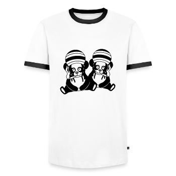 coole 2 panda freunde team paar baer raggae joint - Männer Kontrast-T-Shirt - Weiß/Schwarz - Vorne - AI Model Female 172 light (172cm) & AI Model Male 178 dark (178cm)