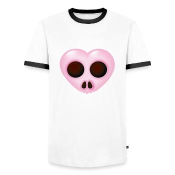 Smiley Heart Skull - Men's Ringer Shirt - white/black - Front - AI Model Female 172 light (172cm) & AI Model Male 178 dark (178cm)