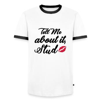 Tell me about it stud - T-shirt contrasté Homme - blanc/noir - Devant - AI Model Female 172 light (172cm) & AI Model Male 178 dark (178cm)