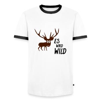 es wird wild - Männer Kontrast-T-Shirt - Weiß/Schwarz - Vorne - AI Model Female 172 light (172cm) & AI Model Male 178 dark (178cm)
