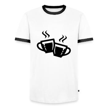 tassen icon - Männer Kontrast-T-Shirt - Weiß/Schwarz - Vorne - AI Model Female 172 light (172cm) & AI Model Male 178 dark (178cm)